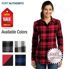 Port Authority Women's Long Sleeve Ultra soft Plaid Flannel Tunic Shirt LW668