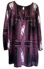 Minkpink X Urban Outfitters Long Sleeve Boho Tunic Dress L Pink Black