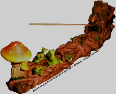 Wizard Tree Frogs Magic Mushroom Garden Stick + cone Incense burner #2875 USA