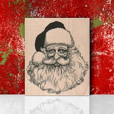 Mounted Rubber Stamp, Santa's Face, Santa Stamp, Christmas Stamp, Santa