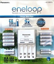 Panasonic Rechargeable Eneloop Batteries NiMH 8 AA 4 AAA + Battery Charger NEW