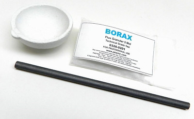 Gold and Silver Melting Kit Crucible, Borax, Stirring Rod - 2'' Crucible Dish
