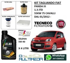 KIT TAGLIANDO FILTRI E OLIO SELENIA WR 5W40 FIAT PANDA 1.3 MULTIJET 75 CV 55KW
