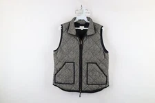J Crew Womens Medium Printed Herringbone Duck Down Full Zip Puffer Vest Jacket