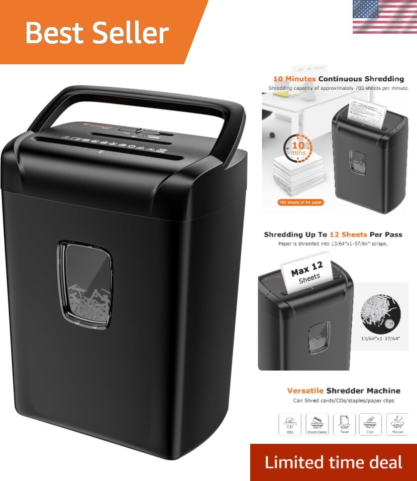 P-4 High Security Paper Shredder - 10 Minute Continuous Shredding, 5.5 Gallons-image