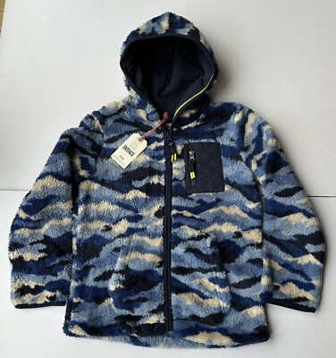 Fatface Boys Blue Camo Zip Through Fleece Hoodie Various Sizes