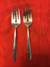 2 Oneidacraft Deluxe Profile Stainless Steel Flatware Serving Fork