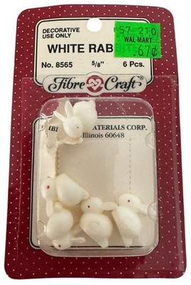 Fibre Craft White Rabbit Decorative Pieces 5/8'' Tiny Miniature Diorama Dollhouse