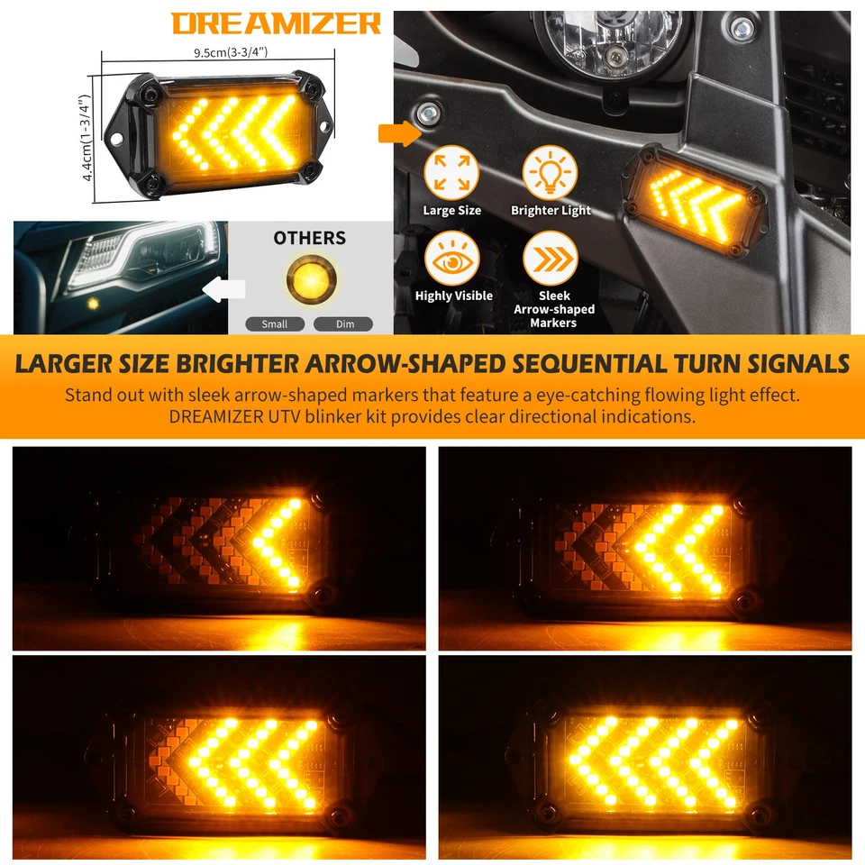 Kit de interruptor basculante de señales de giro LED UTV para Honda Pioneer 1000 5 700 + bocina 110dB Foto 4 de 4