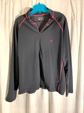 Coolibar Womens XXL Pullover Gray Pink UPF 50+ 1/4 Zip Freestyle Mock Neck SPF