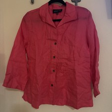 Jones New York Linen Blouse Womens Medium Shirt Long Sleeve Buttons NWOT Pink 10