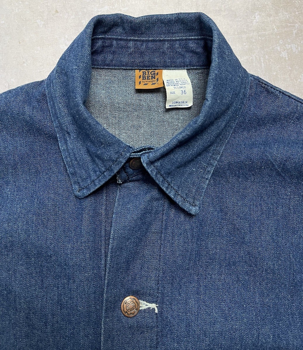 True Vintage 1970s Denim Chore Coat Big Ben Wrangler Dark Jean