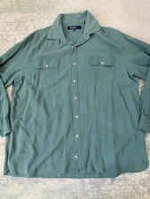 Nat Nast Shirt Mens Size XL Green Camp Casual Bowling Silk Blend Long Sleeve