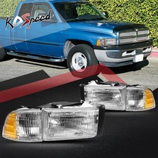 4pc Chromeamber Corner Headlightssignal Lamps For 94-02 Dodge Ram 1500-3500