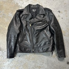 Mr. S Leathers Black Motorcycle Biker Leather Jacket Sz 46 Made In USA Moto