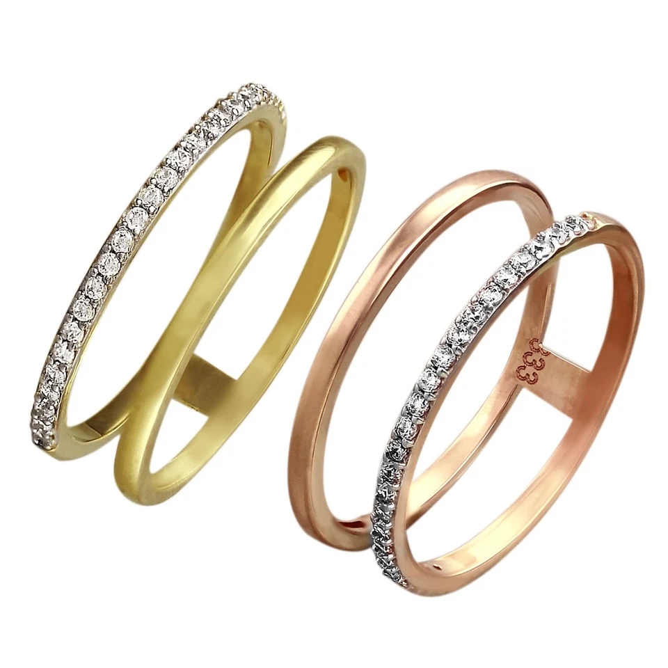 GoldDream 8 Karat Gold Doppel Ring Gr.60 Zirkonia 333er Gelbgold GDR505Y60 - Bild 2 von 4