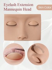 Brown Eyelash Extension Mannequin Head Practice Silicone Model