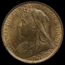 1896 Queen Victoria Veiled Head Penny, UNC