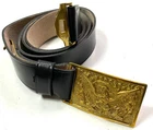 Civil War US Union NCO Field Belt 44" Black Leather Eagle Buckle Militaria Gear