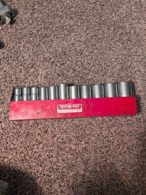 Vintage Proto 1/2  Drive Deep Socket Set 12 point - 11 Pieces SAE 5393 USA