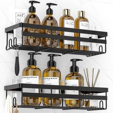 WOWBOX Shower Caddies 2 Pack - Adhesive Hanging Shelf - Large, Black