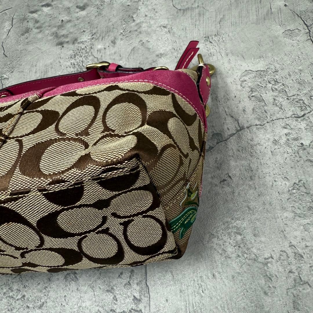 COACH Shoulder Bag Patchwork Beige Pink Leather H… - image 24