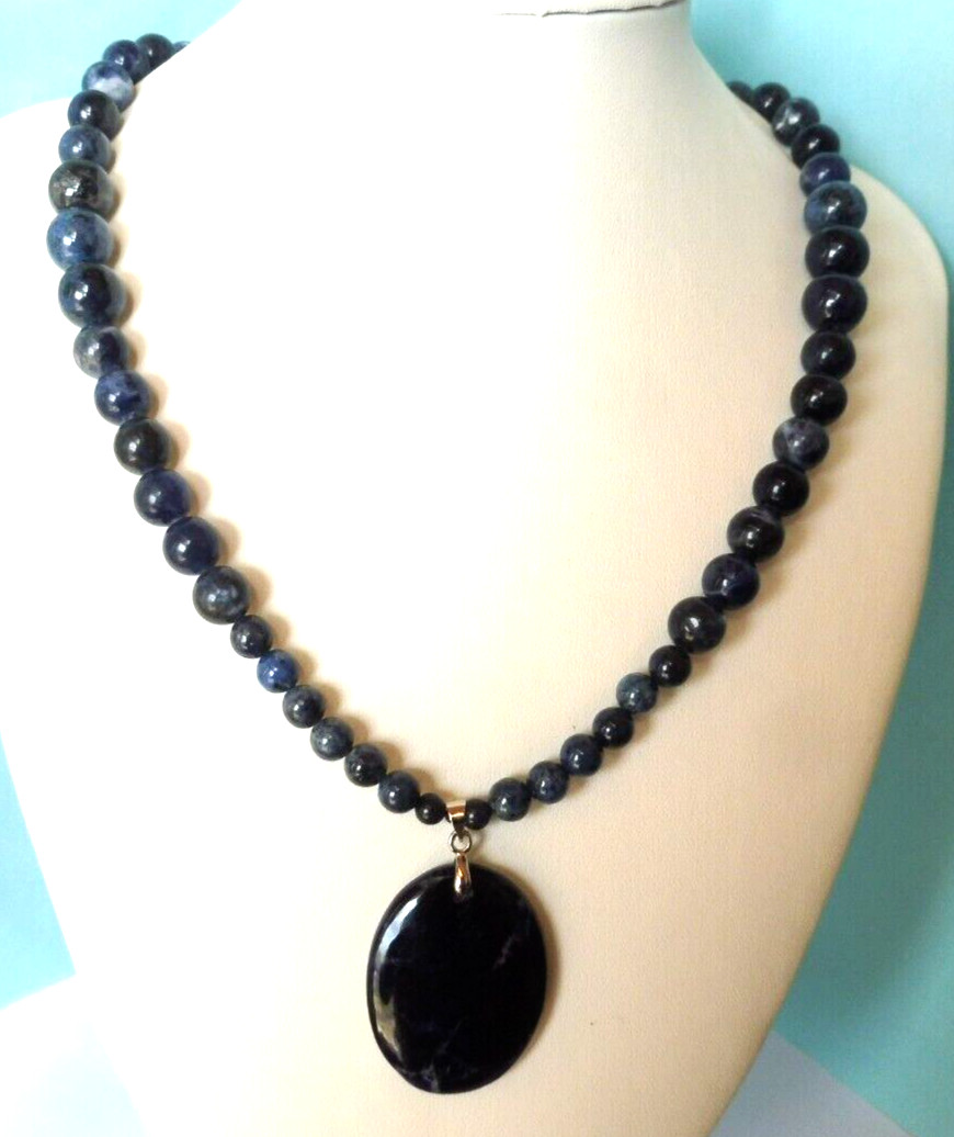 Collier dumortiérite véritable 235 carats contre le stress - Bijou argent antistress 47cm