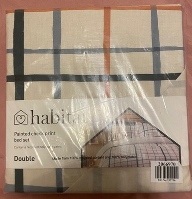 Habitat bemalt Karo weiß Bettwäsche Set-Doppel neu mit Etikett