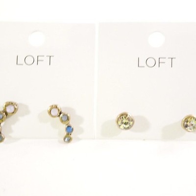 Ann Taylor LOFT Gold Solitaire Small Stud Earrings NWT 19.5 Ear Climbers NWT 24.