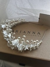 Arianna Stellar Pearl And Flower Crown Tiara Wedding Headband