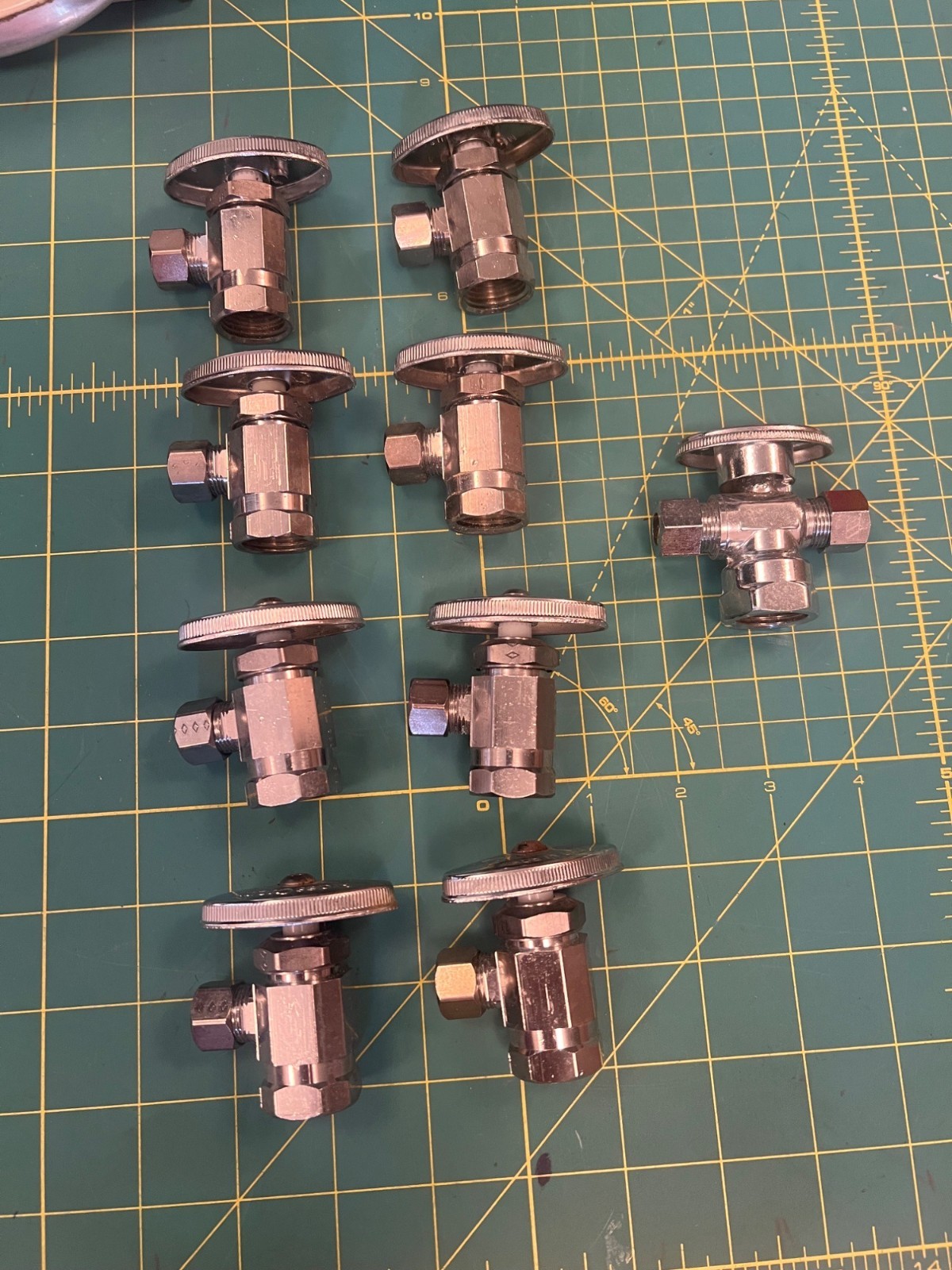Lot Of 8 Brass Craft 1 Watts Angle Stop Valves Chrome-Plated Plumbing Controls