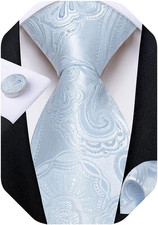 Mens Tie Set Silk Solid Paisley Necktie and Pocket Square Cufflinks Classic Form