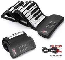 Roll Up Piano, Portable Silicone Keyboard Perfect for Beginners, Safe Black