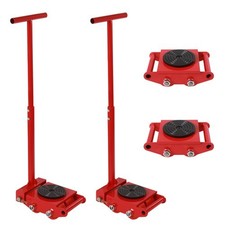 4PCS 6 Ton Machinery Movers Skate Dolly 360 Rotation Heavy Duty Roller + Handles