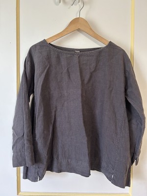 TOAST  Top Linen Boat Neck Back Zip 3/4 Sleeve Small