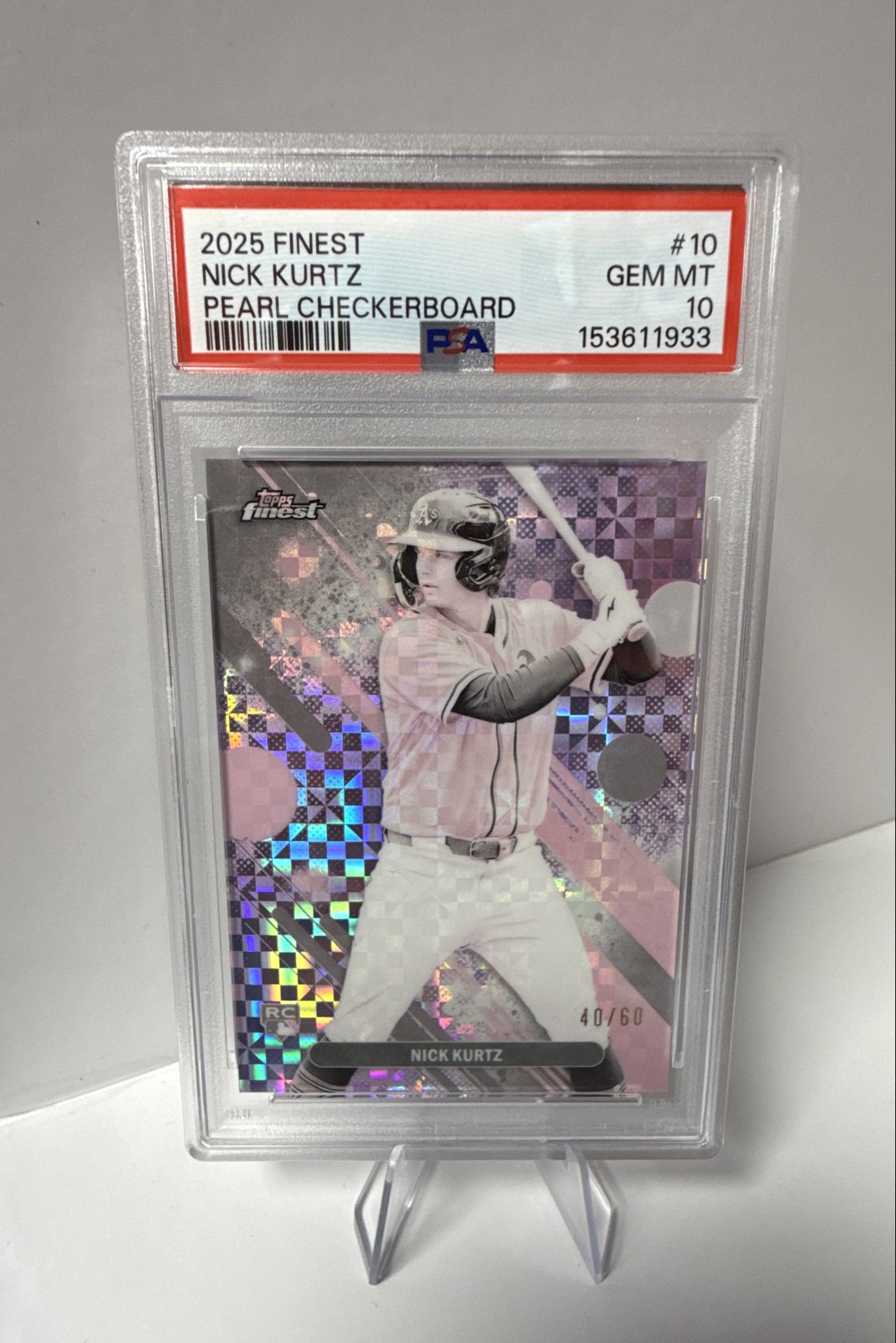 2025 Topps Finest - Common Nick Kurtz #10 Pearl Checkerboard Refractor /60 (RC)