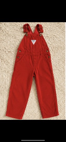 Vtg OshKosh B'gosh Red Corduroy Overalls Vestbak Kids Size 6 Bibs Classic USA