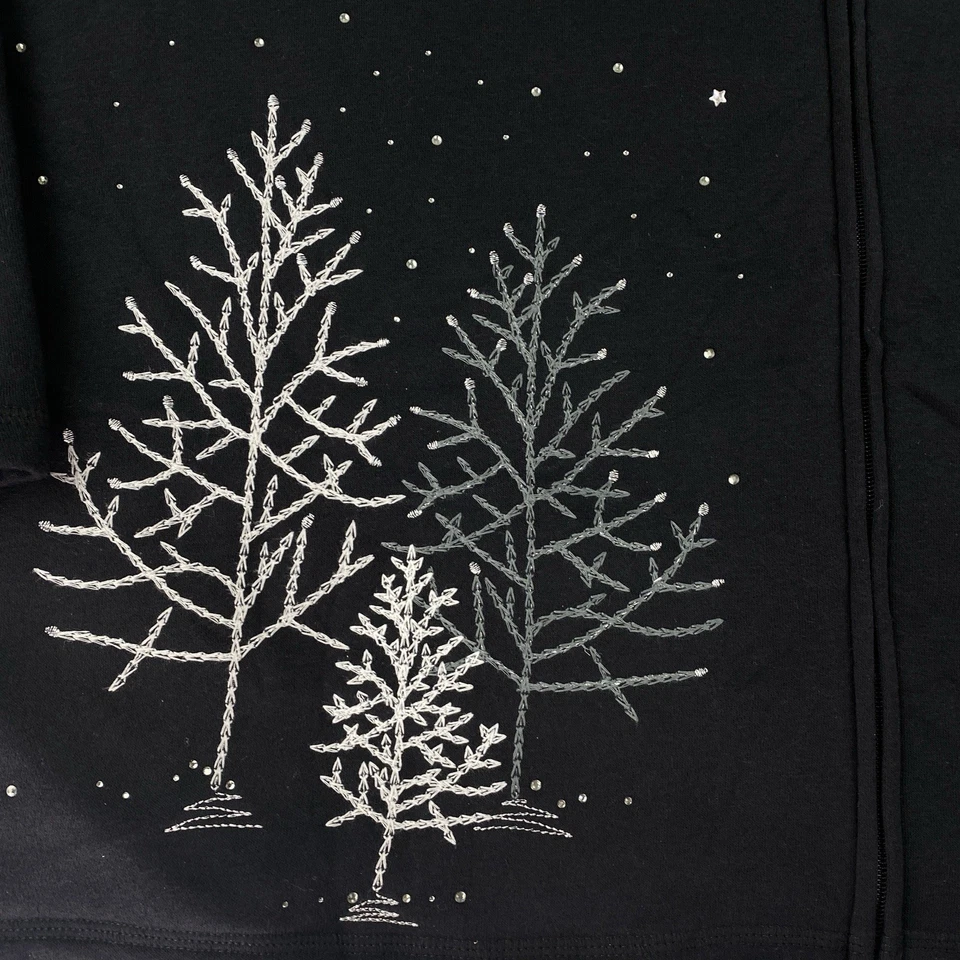 Chaqueta polar Catherines 3X negra brillante invierno árboles 26/28W parte superior bordada Foto 2 de 4