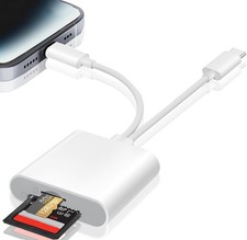 SD Card Reader for iPhone, iPad, USB C 2 IN 1 Reader, White