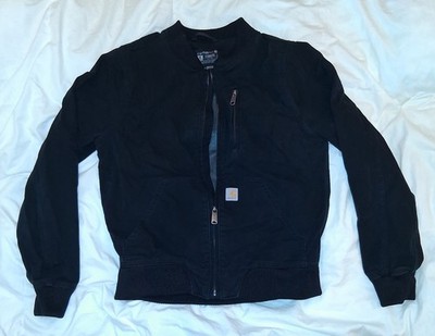 Carhartt Women's Black Jacket M Relaxed Fit Full Zip Band Collar light jacket
