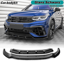 Frontlippe Frontspoiler Schwarz Glänzend Passt für VW Tiguan MK2 R-Line 2020-25