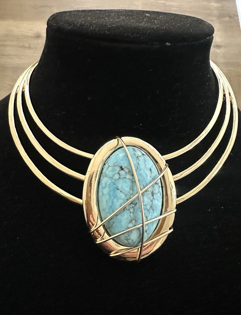 Robert Lee Morris Necklace / Stone Turquoise / Triple Omega | eBay