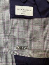 Jack Victor Men’s Gray/Purple Plaid Blazer Sport Coat 40R 2-Button