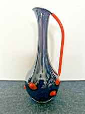 Black and orange art glass jug - 15.6 cm