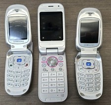 3 Vintage Flip Phones 2 Samsung SGH-X427  1 Sony Ericsson Phone No Battery Y2K