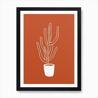 Cactus Line Drawing Cylindropuntia  Framed Wall Art Poster Canvas Print Picture