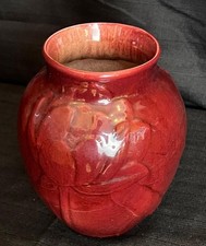 Old Rookwood American Art Pottery Red High Glaze Lotus Water Lily 6833 Vase