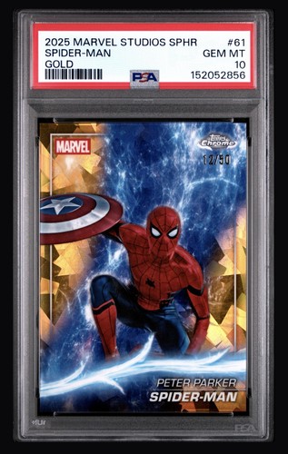 2025 Topps Marvel Studios Chrome Sapphire Edition Spider-Man  Gold /50 PSA 10