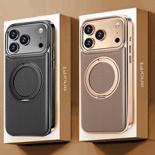 For iPhone 17 16 Pro Max 15 14 13 Luxury Leather Magnetic Ring Holder Case Cover