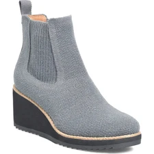 NEW in BOX Sofft Women Sz 9 Gray Knit Sock Sweater  Wedge Chelsea Boots rubber